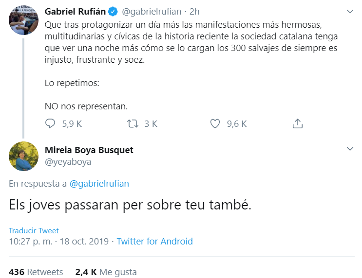 Tuit de Mireia Boya, exdiputada de la CUP Tuit de Mireia Boya, exdiputada de la CUP