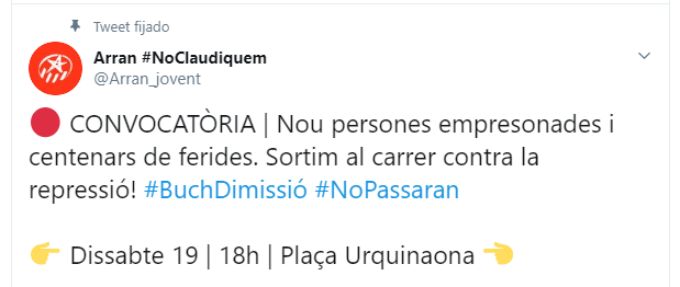 Tuit de Arran. Fuente: Twitter. Tuit de Arran. Fuente: Twitter.
