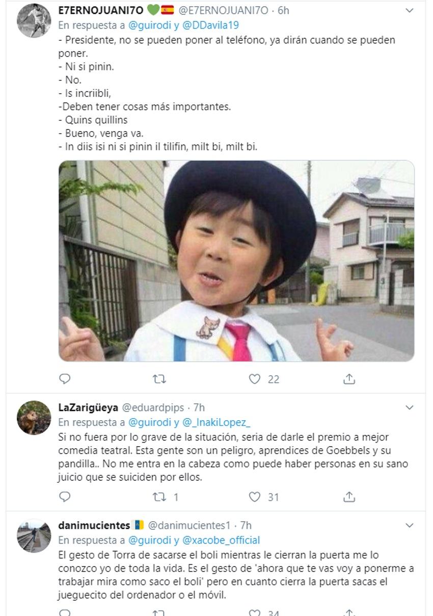 Respuestas al video de Torra en Twitter