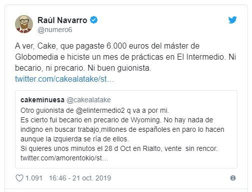 Tuit de Raúl Navarro. Tuit de Raúl Navarro.