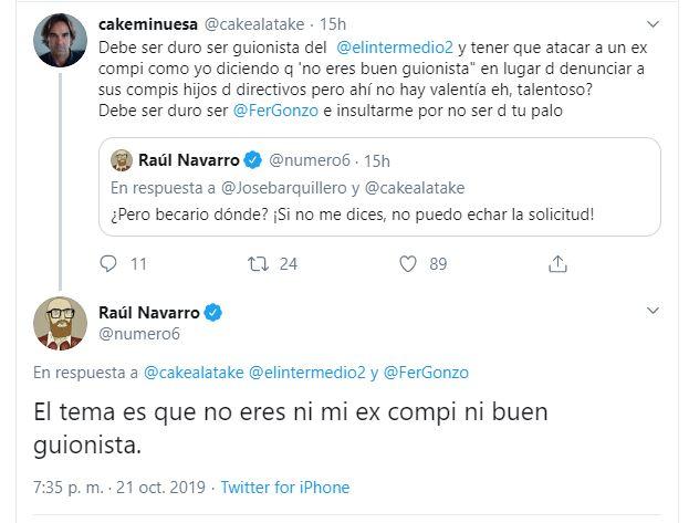 Cruce de declaraciones entre Cake Minuesa y Raúl Navarro.