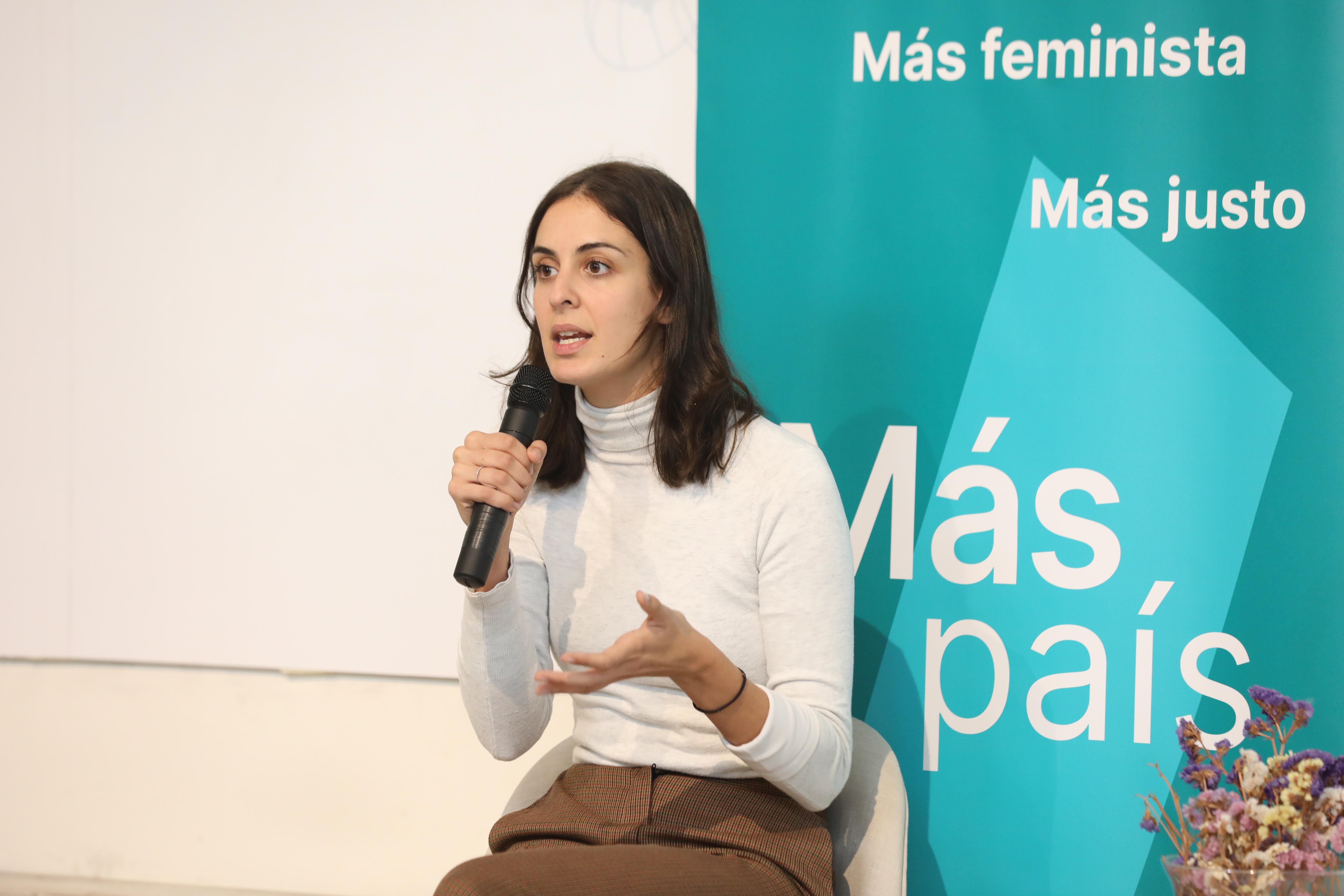 La portavoz de MásMadrid Rita Maestre durante su intervención en el acto de presentación de las líneas estratégica y actos del partido de Más País en Madrid.