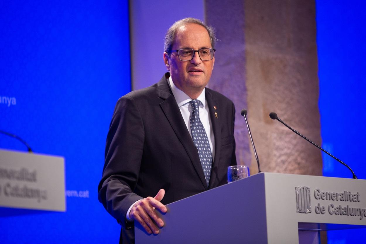 El presidente de la Generalitat, Quim Torra interviene en rueda de prensa tras el Consell Executiu de la Generalitat, en Barcelona