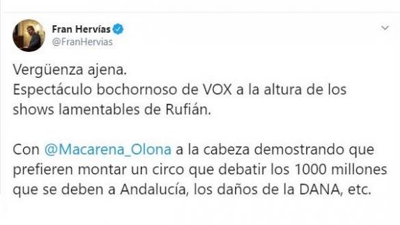 Tuit de Fran Hervías. Twitter Tuit de Fran Hervías. Twitter