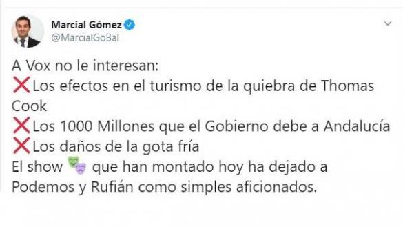 Tuit de Marcial Gómez. Twitter Tuit de Marcial Gómez. Twitter