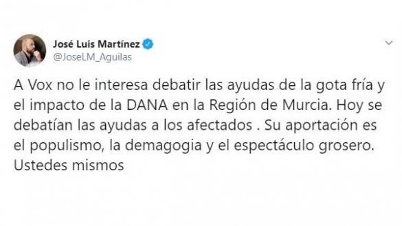 Tuit de José Luis Martínez. Twitter