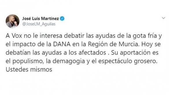 Tuit de José Luis Martínez. Twitter Tuit de José Luis Martínez. Twitter