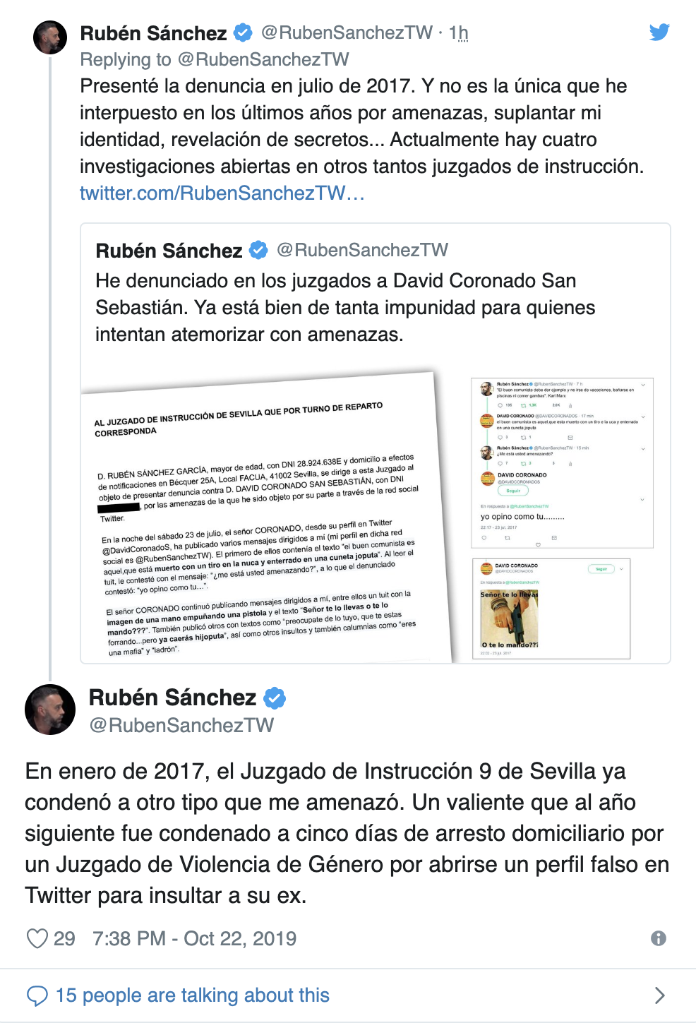 Denuncia Rubén Sánchez. 2 Denuncia Rubén Sánchez. 2