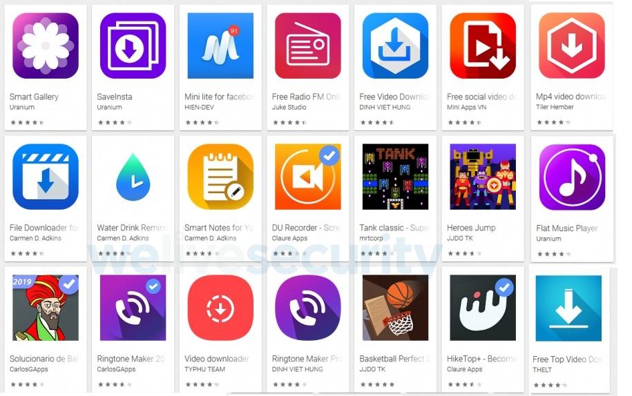 Los iconos de 21 aplicaciones de adware en Google Play descubiertas por ESET 