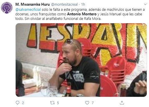 Tuit sobre Antonio Montero en 'Sálvame' Tuit sobre Antonio Montero en 'Sálvame'