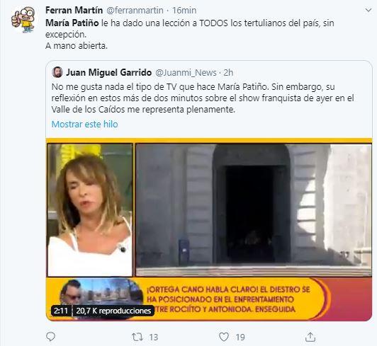 Tuit sobre María Patiño