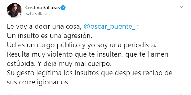 Mensaje de Cristina Fallarás. Mensaje de Cristina Fallarás.