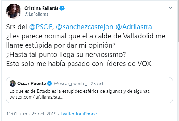 Tuit de Cristina Fallarás.