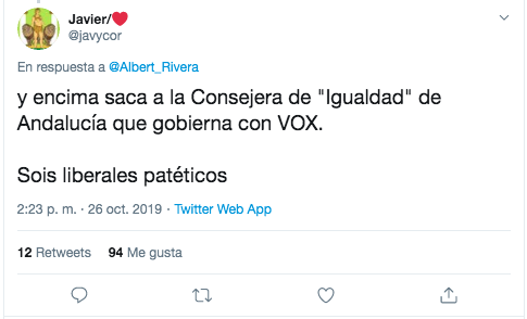 Tuit contra Rivera por el vídeo de "Liberal Ibérico" 3