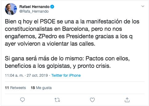 Tuit de Rafael Hernando