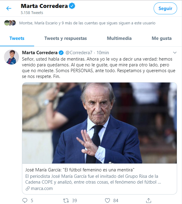 Mensaje Twitter Marta Corredera Mensaje Twitter Marta Corredera