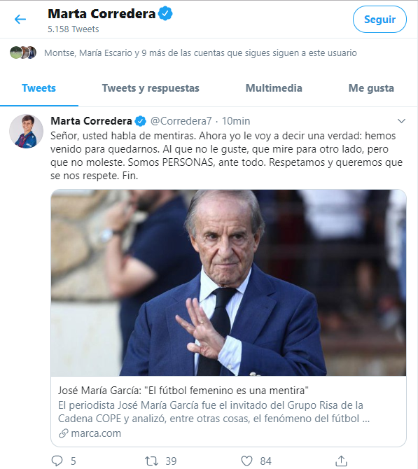 Mensaje Twitter Marta Corredera