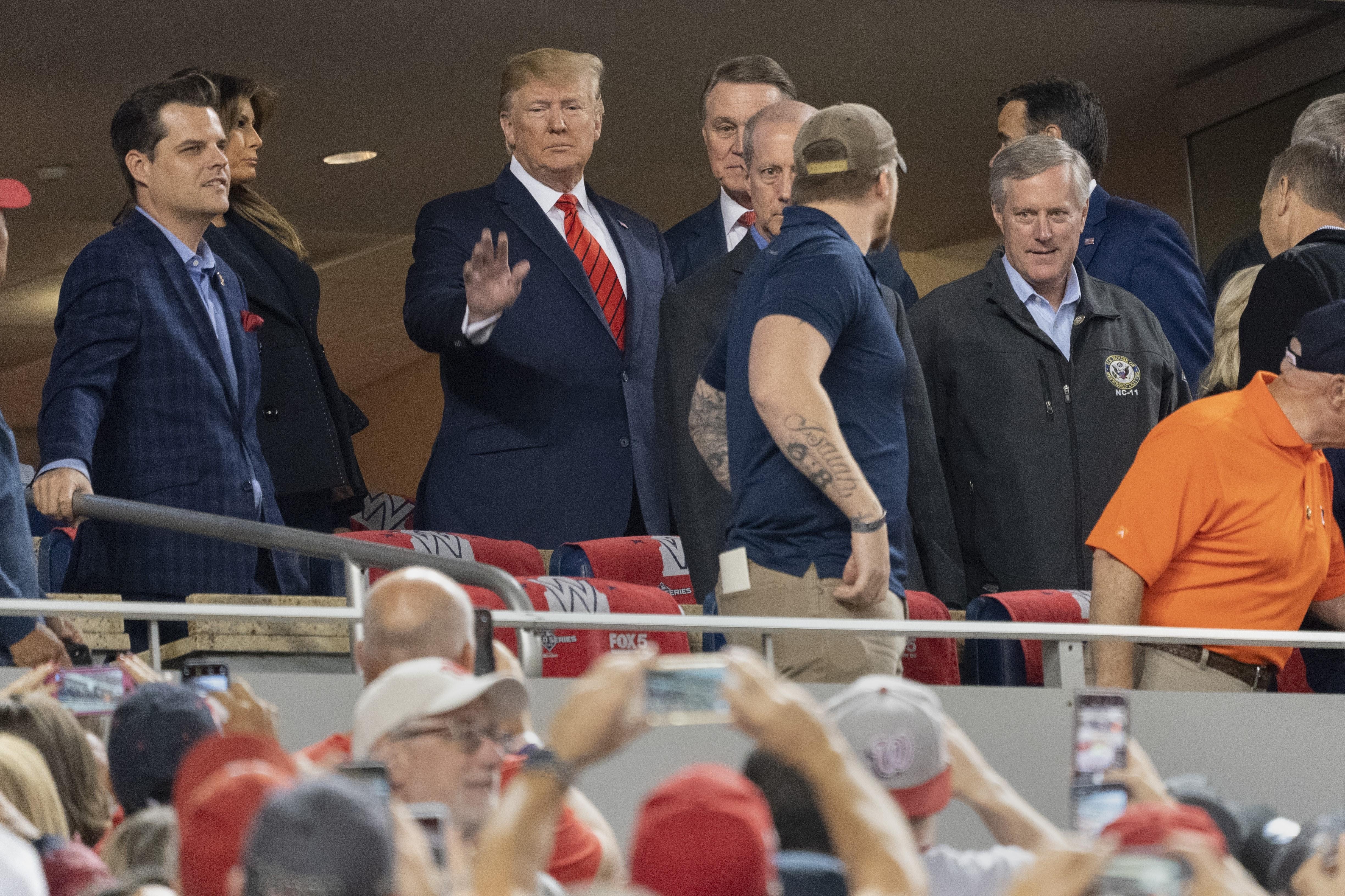 El presidente estadounidense Donald Trump en el estadio de los Nationals en la Serie Mundial de Béisbol. EP