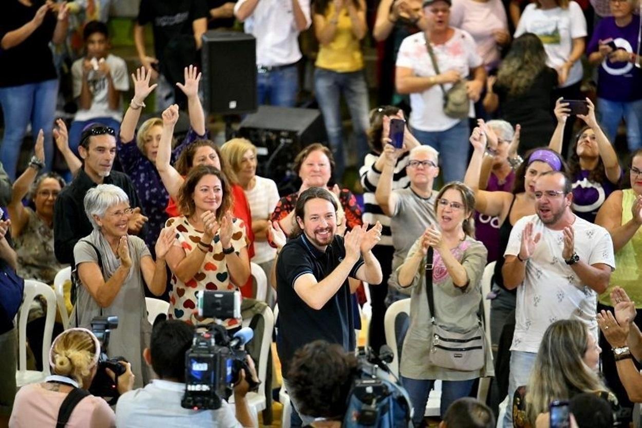 Pablo Iglesias durante un mitin en Gran Canaria