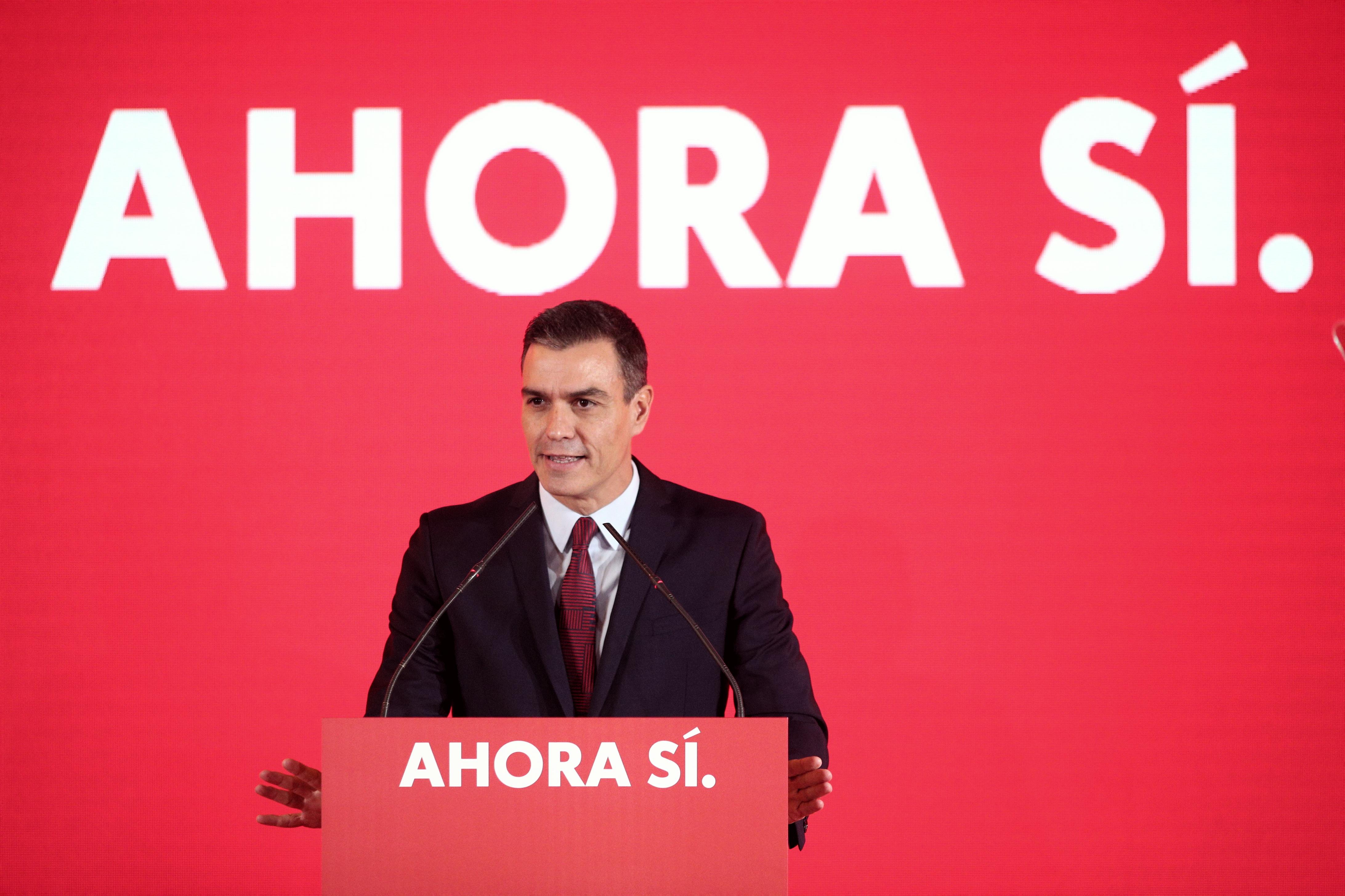 El presidente del Gobierno en funciones y secretario general del PSOE Pedro Sánchez durante su intervención en el acto de presentación de la campaña del PSOE para las elecciones del 10 de noviem