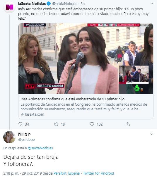 Tuit sobre Inés Arrimadas