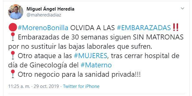 Captura de pantalla del tuit de Miguel Ángel Heredia. Captura de pantalla del tuit de Miguel Ángel Heredia.