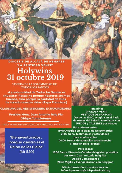 Cartel de Holywins en Alcalá de Henares. Diocesis de Alcalá de Henares