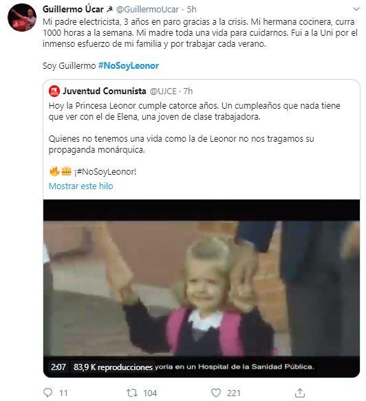 Tuit sobre el cumpleaños de Leonor