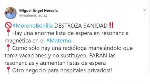 Tuit de Miguel Ángel Heredia. Twitter