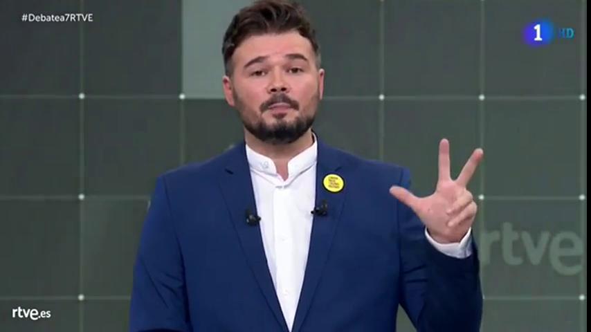 Gabriel Rufián durante el debate a 7. 