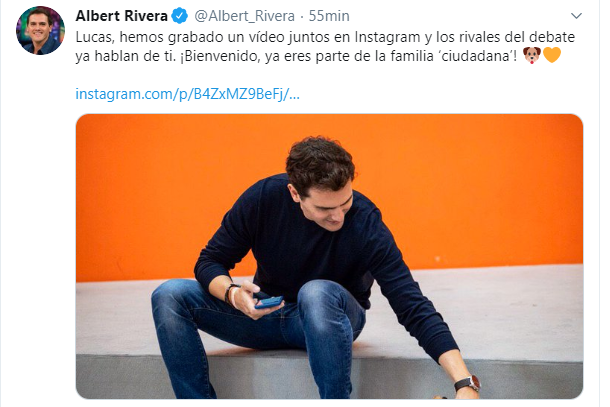 Captura de pantalla del tuit de Albert Rivera.