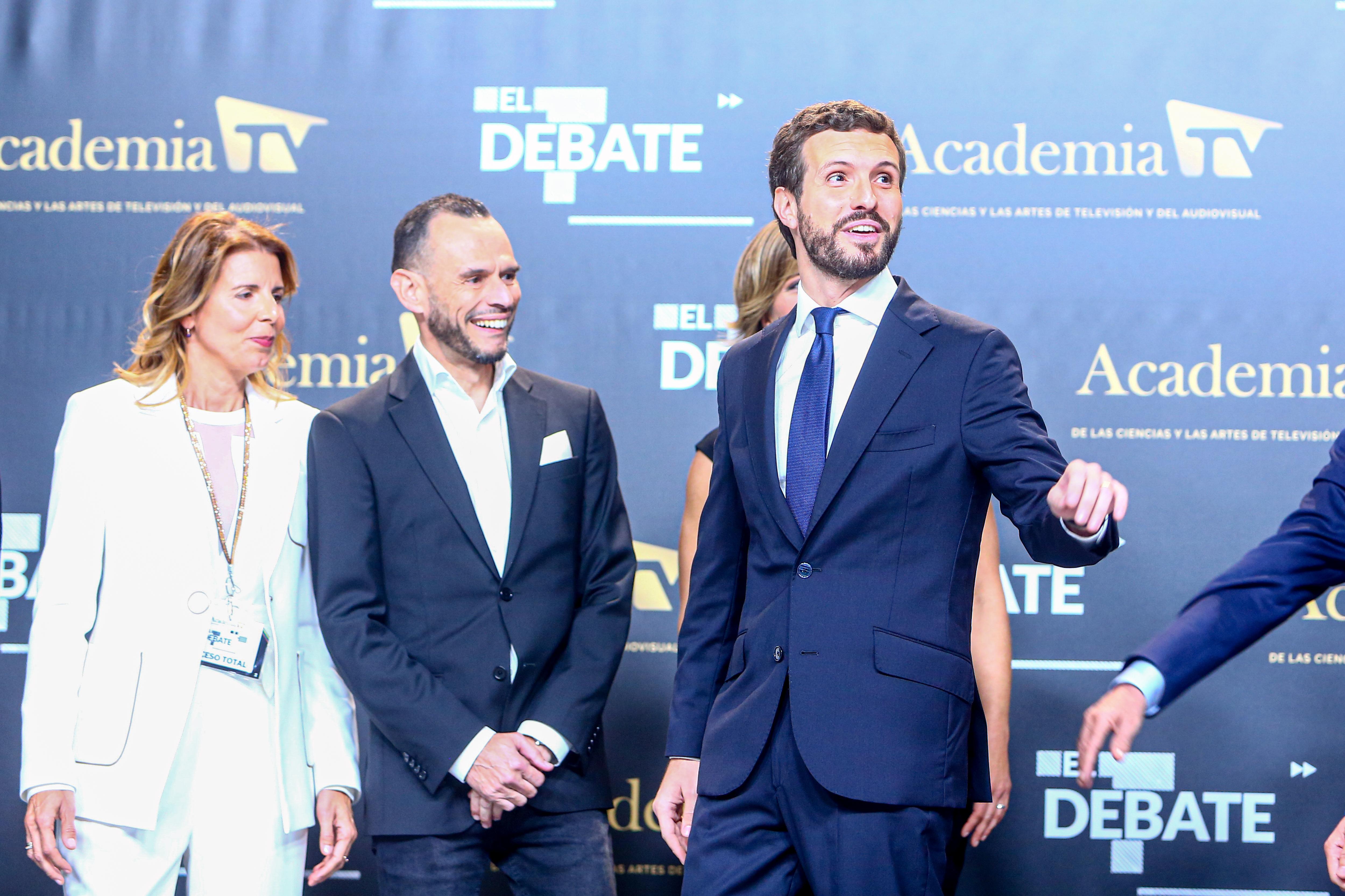 El presidente del PP Pablo Casado llega al debate electoral en televisión en el Pabellón de Cristal de la Casa de Campo de Madrid el 4 de noviembre de 2019 