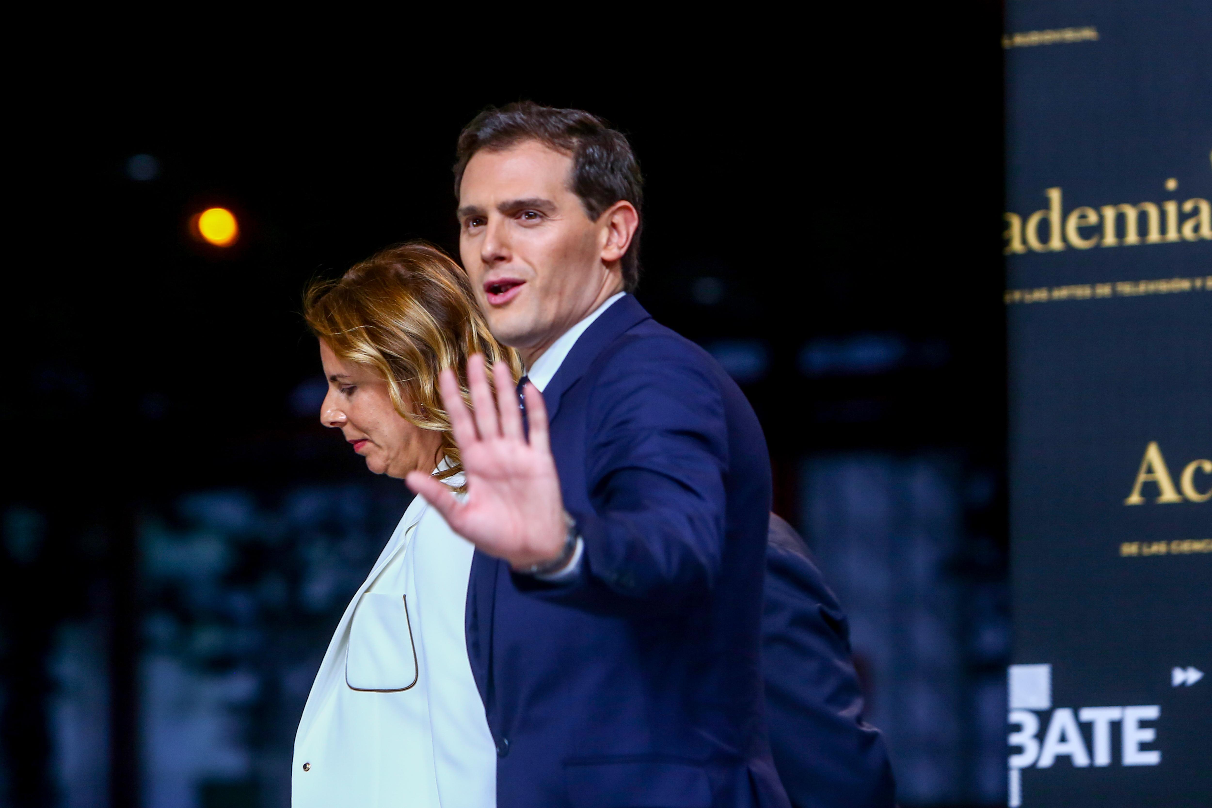 El presidente de Ciudadanos Albert Rivera llega al debate electoral en televisión en el Pabellón de Cristal de la Casa de Campo de Madrid el 4 de noviembre de 2019 