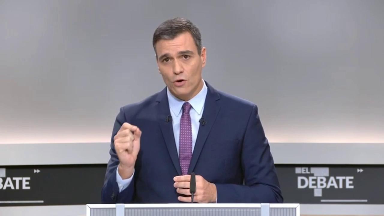 Pedro Sánchez durante el debate. Fuente: Twitter.