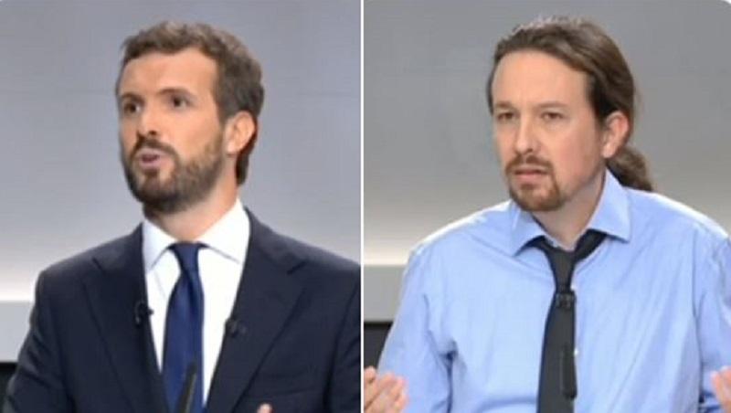 Pablo Casado y Pablo Iglesias. Fuente: Europa Press.