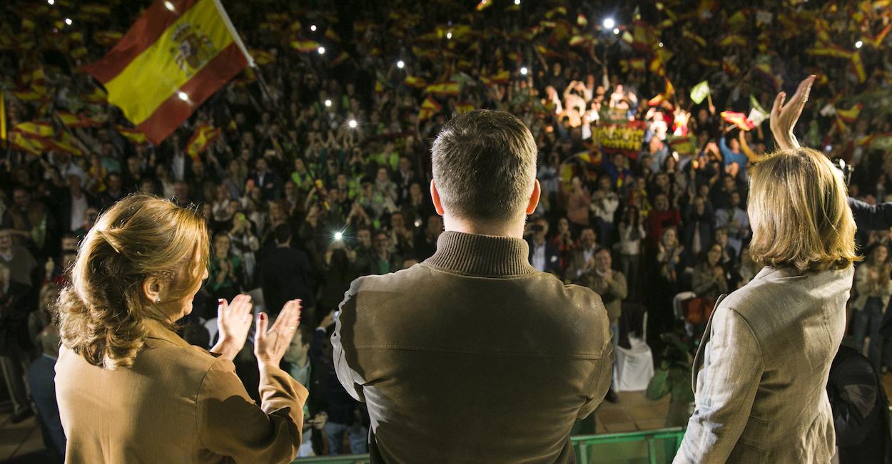 Santiago Abascal, en un mitin electoral en Dos Hermanas. MARÍA JOSÉ LÓPEZ/EP