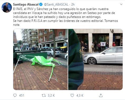 Tuit de Santiago Abascal Tuit de Santiago Abascal