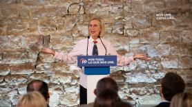 La fundadora de UPyD Rosa Díez durante su intervención en el acto de campaña del Partido Popular en el Museo de Historia de Barcelona (España). EP