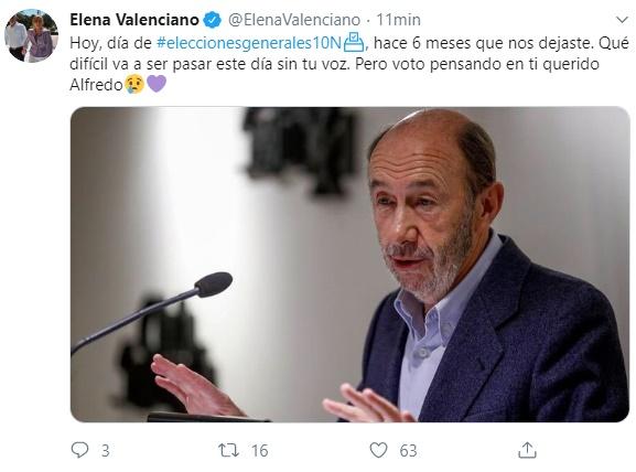 Mensaje Elena Valenciano sobre Rubalcaba