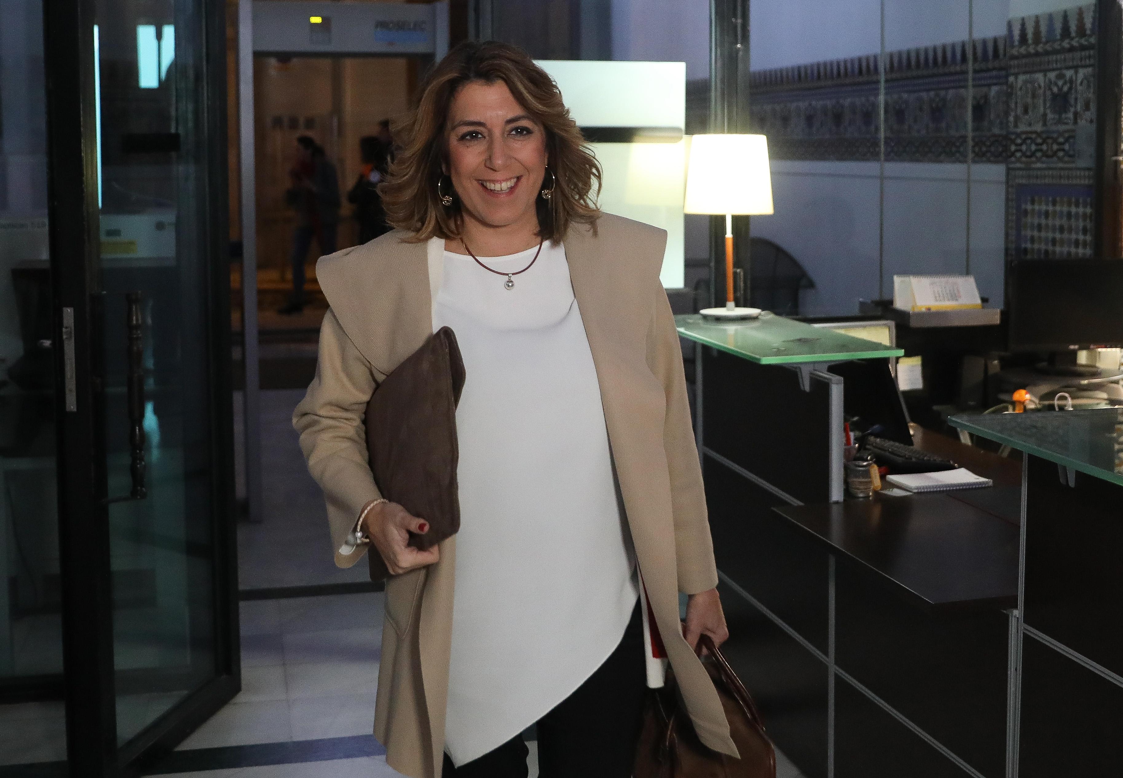 La secretaria general del PSOE A Susana Díaz llega a la sede del PSOE A para segur los resultados electorales de las elecciones generales del 10N En Sevilla a 10 de noviembre de 2019