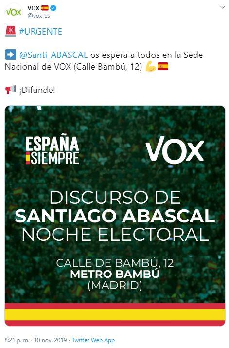 Tuit de Vox