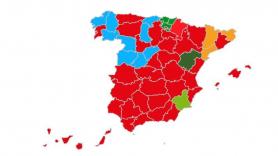 El PSOE vuelve a teñir el mapa de España de rojo tras su victoria en las elecciones