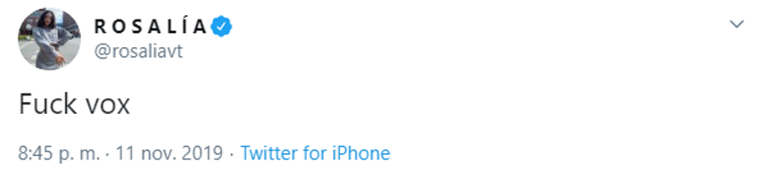 Tuit de Rosalía contra Vox