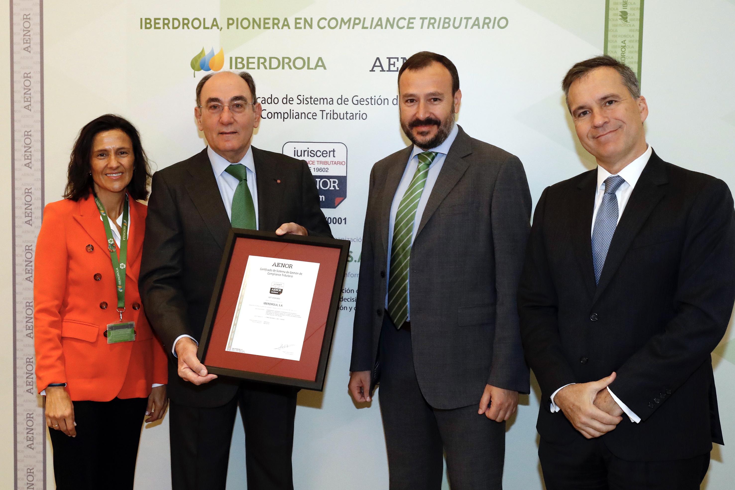 Iberdrola recibe el certificado AENOR 'Compliance' Tributario