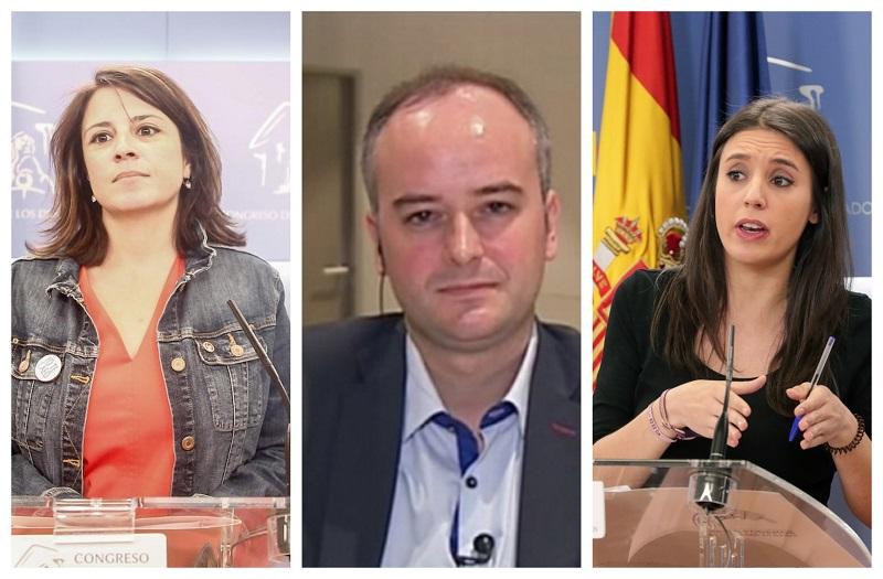 Adriana Lastra, Iván Redondo e Irene Montero. Fuente: elaboración propia.