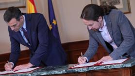 El presidente del Gobierno en funciones Pedro Sánchez y el líder de Podemos Pablo Iglesias. EuropaPress