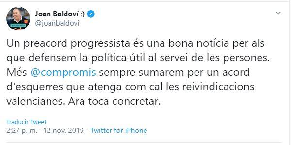 Tuit de Baldoví. Tuit de Baldoví.
