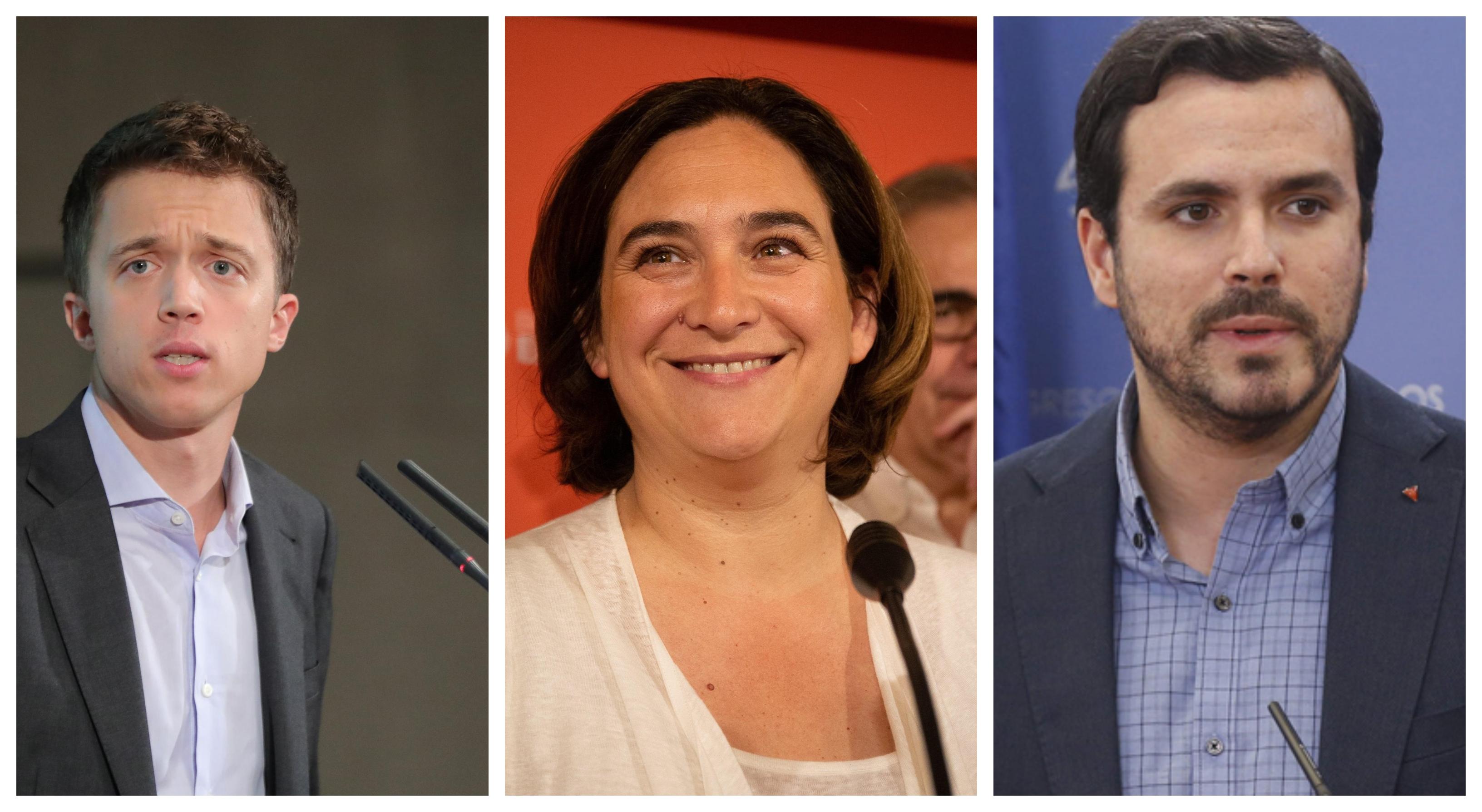 Iñigo Errejón, Ada Colau y Alberto Garzón. Fuente: elaboración propia.