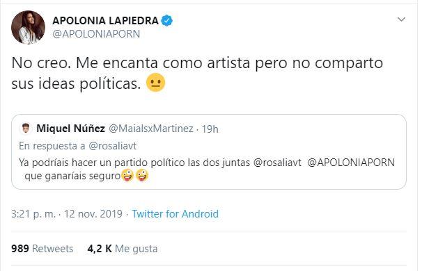 Captura de pantalla de Apolonia Lapiedra. Captura de pantalla de Apolonia Lapiedra.