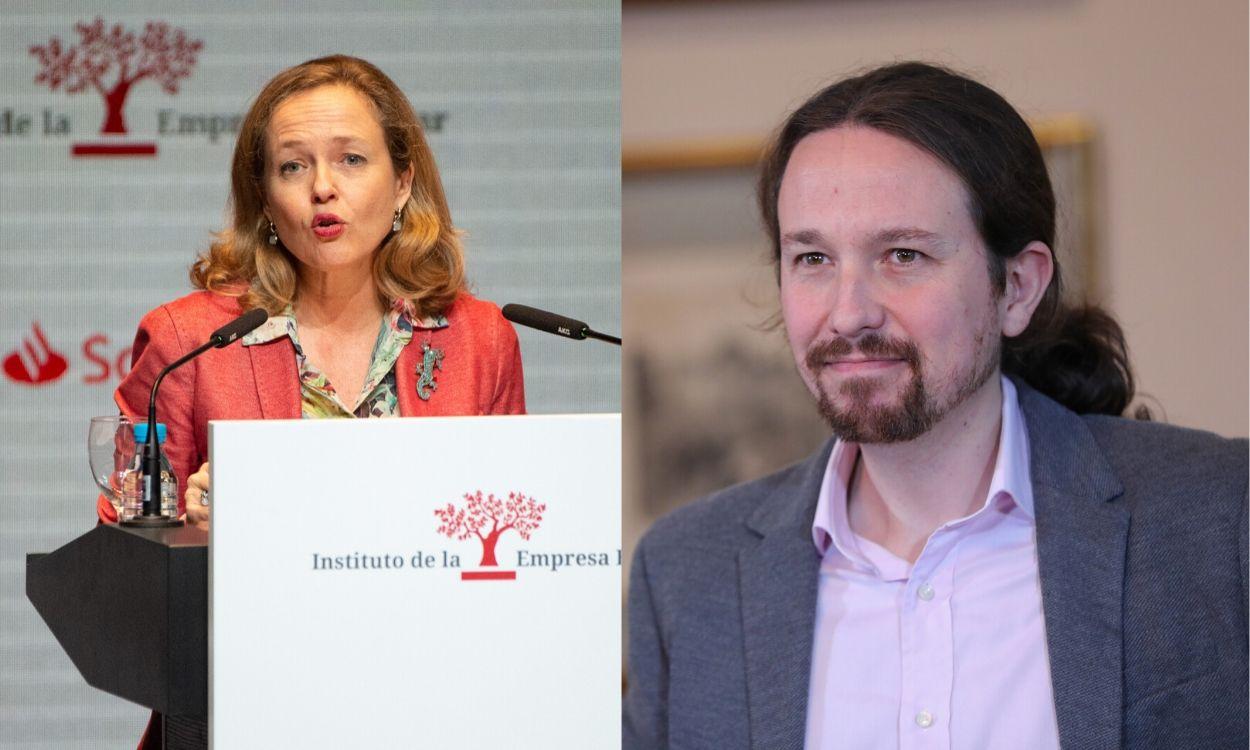 Nadia Calviño y Pablo Iglesias.